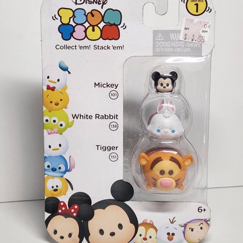 Disney tsum tsum Series 1 Mini Figure 3Pk Mickey 101 White Rabbit 138 Tigger 151